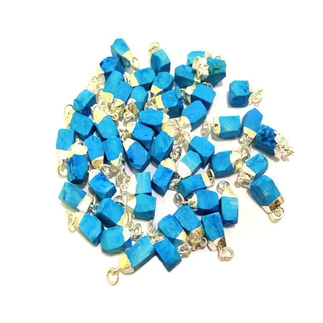 Raw Turquoise Gold Cap Pendant Size: 10-14mm
