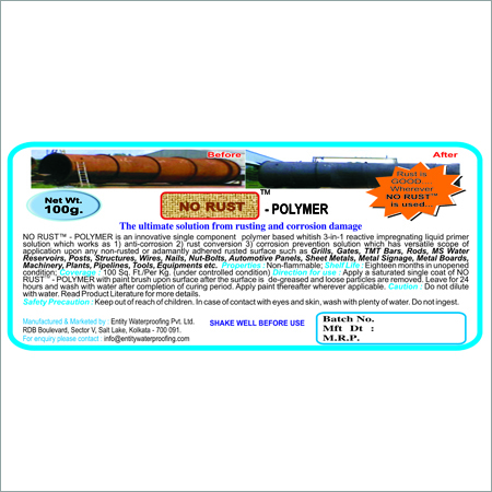 Corrosion Protective Coating - Liquid Form, Pale Brownish Color, 100% Purity | Ideal For Sanitary Pipelines And Mild Steel Applications, Single Component 3-in-1 Solution