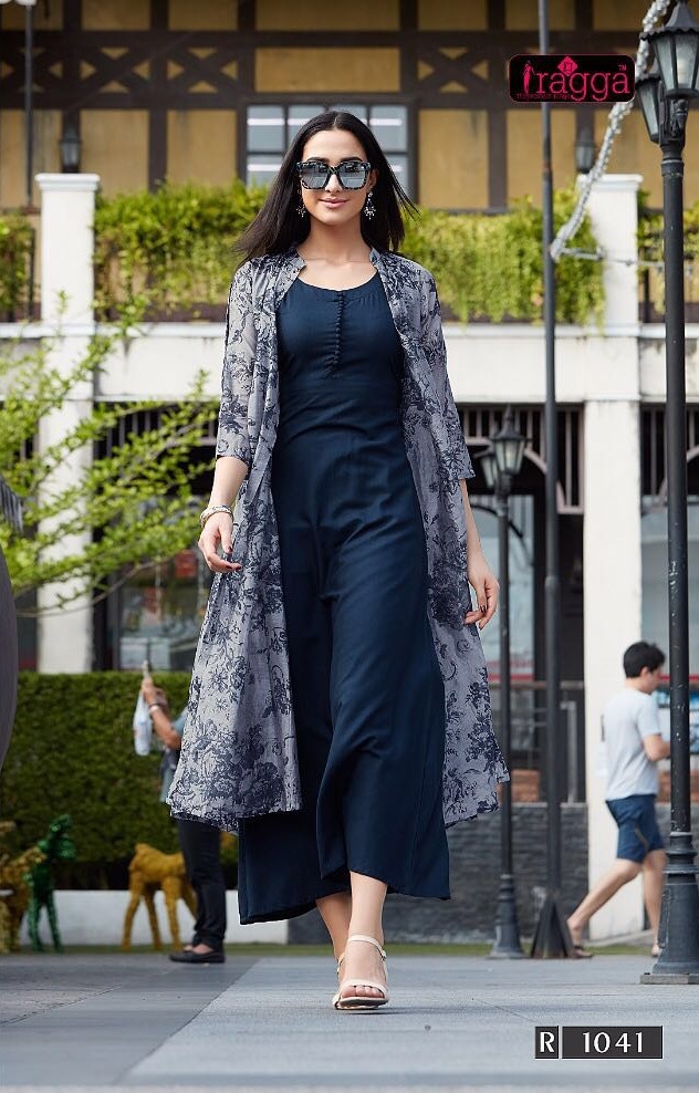 New Stylish Kurti - Rayon Print & Digital Print, Navy Blue, Full Sleeves, Casual Wear For All Seasons