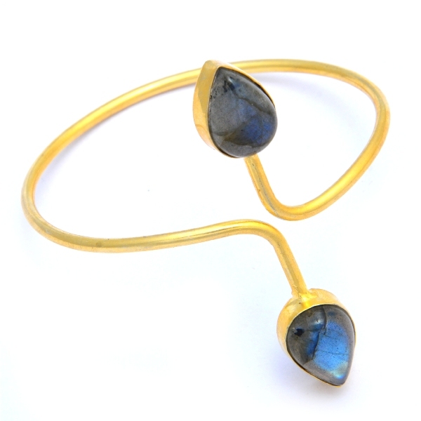 Round Gold Plated Lapis Lazuli Adjustable Bracelet
