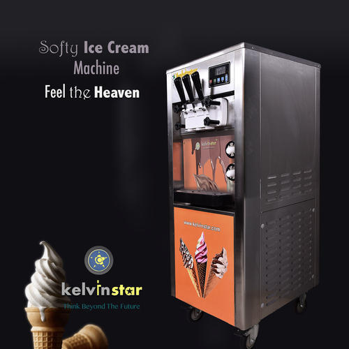 Softy Ice Cream Machine - 540 x 575 x 1370 mm, Stainless Steel, 3 Flavors | Durable, Easy to Move, High-Performance Model KS-818B 2+ Twist