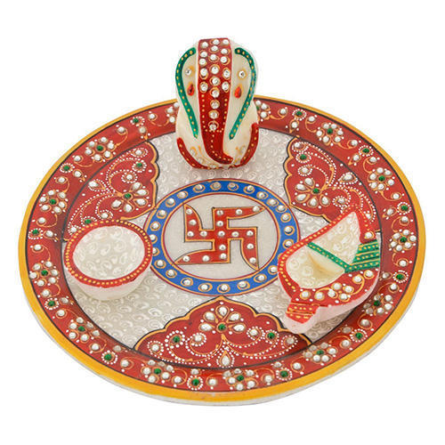 बहु रंग सजावटी पूजा थाली