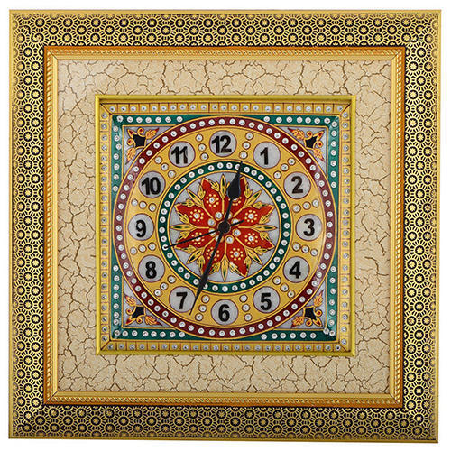 एलईडी लाइट के साथ मल्टी कलर मार्बल हैंड पेंटेड वॉल क्लॉक