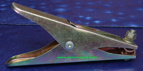 Earthing Clamp - Steel, 100mm x 50mm x 20mm | Silver, 200A Current Rating, 20mm Jaw Opening, PVC Insulation