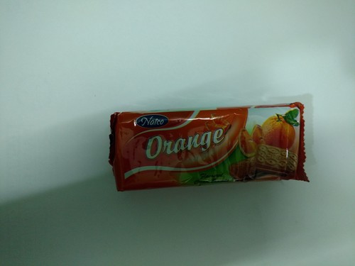 Orange Cream Biscuits - Wheat Flour, 10cm x 5cm x 2cm, Orange Color | 25g Weight, 6 Months Shelf Life, Packaged in Plastic Wrapper