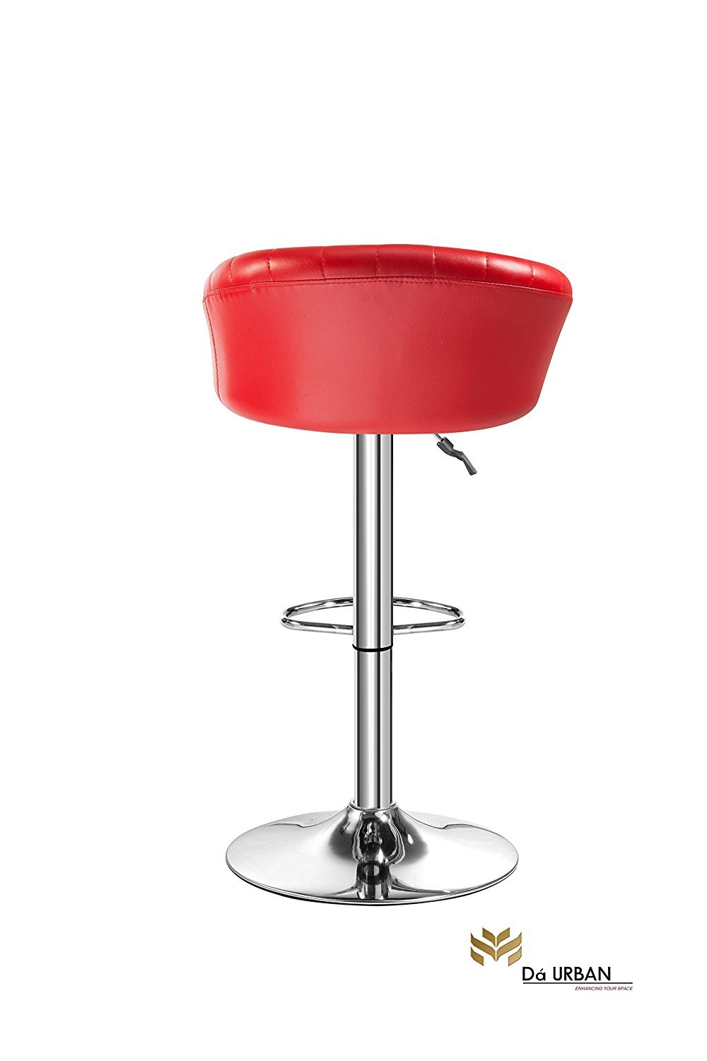 Adjustable Stool - Pu Leather Seat 40x40 Cm, Chrome Steel Frame, Red Color - Gas Lift Height Adjustment, 120 Kg Weight Capacity, Versatile Use