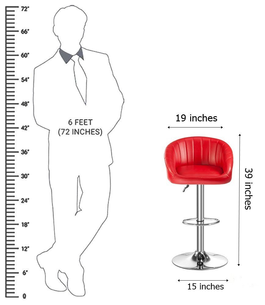 Adjustable Stool - Pu Leather Seat 40x40 Cm, Chrome Steel Frame, Red Color - Gas Lift Height Adjustment, 120 Kg Weight Capacity, Versatile Use