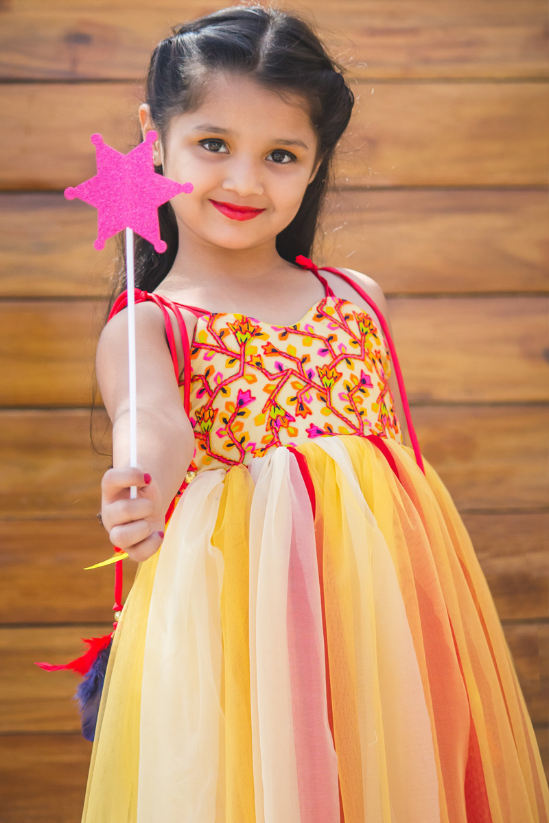 Cream & Red Kids Cotton Dress