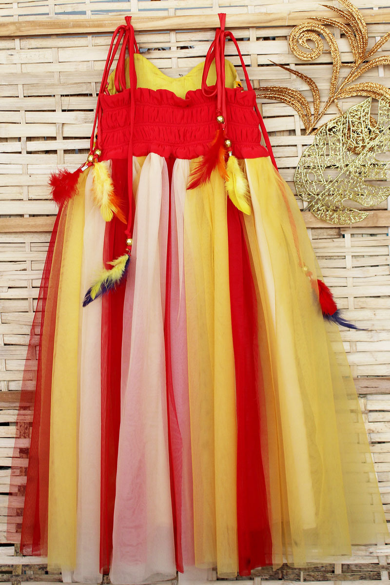 Cream & Red Kids Cotton Dress