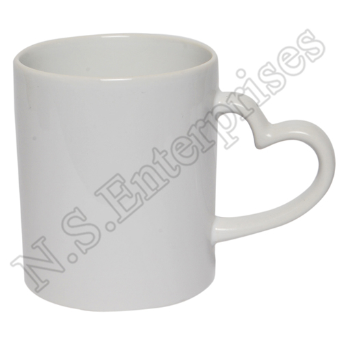 White Heart Handle Mug - Ceramic, 11oz, 8.1cm Diameter x 9.6cm Height | Eco-Friendly, Color Changing