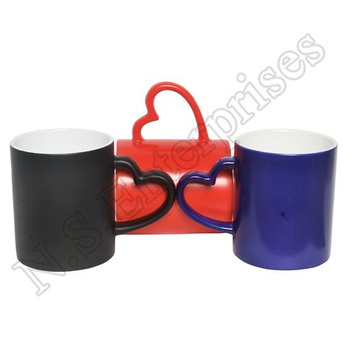 Heart Handle Magic Glossy - 11oz Single-layer Ceramic Mug, Multicolor, Eco-Friendly, Color Changing Feature