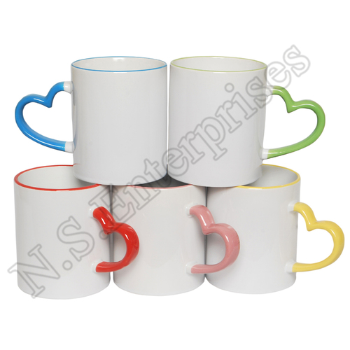 Heart Handle Colour Rim - 11oz Ceramic Mug, Black | Eco-Friendly Design, Perfect for Personalization and Advertising