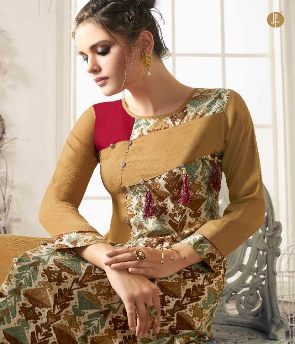 Yellow Rayon Printed Kurtis