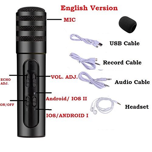 Microphones - Metal Body, Dual Port Connectivity | Built-in Sound Card, High-grade Core, Compatible With Apple/android, Loud K Songs