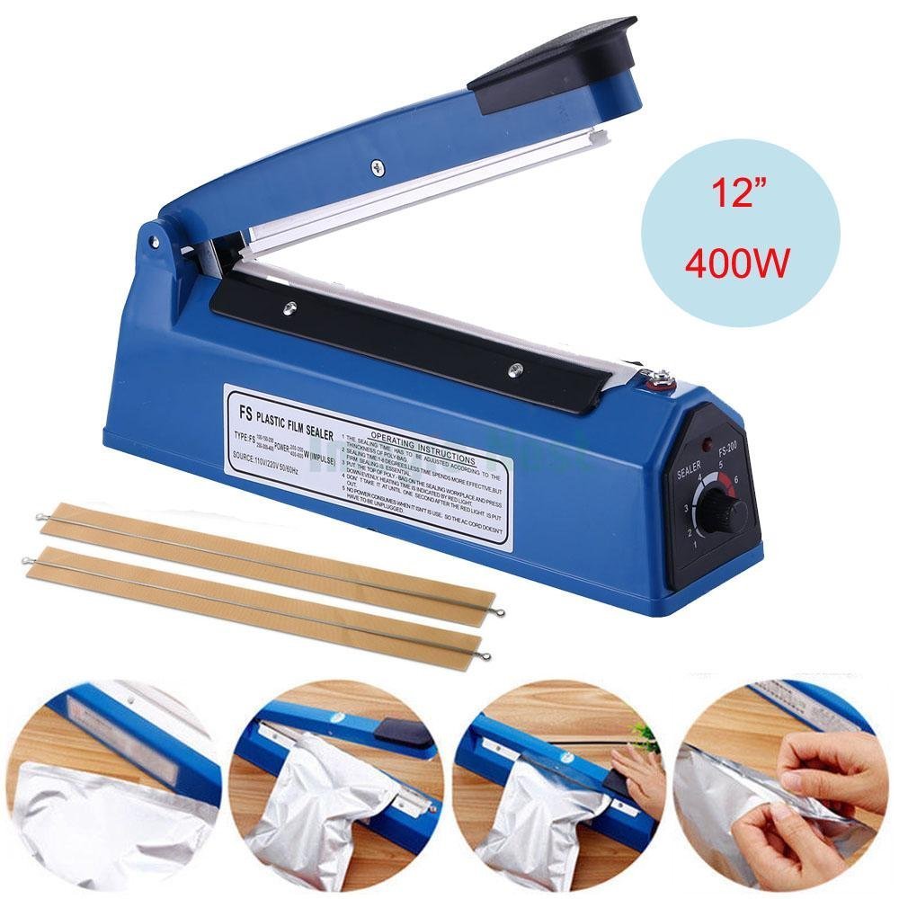 Hand Sealer - 12" Sealing Length, 2mm Sealing Width | Versatile Timer-regulated Operation, Easy Use For Various Bag Types