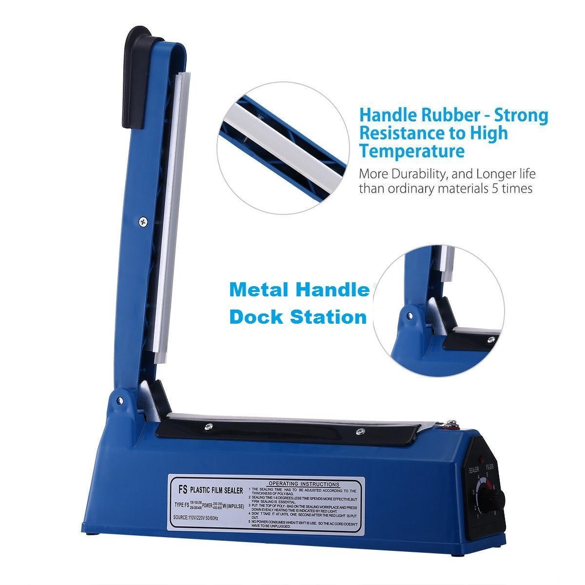Hand Sealer - 12" Sealing Length, 2mm Sealing Width | Versatile Timer-regulated Operation, Easy Use For Various Bag Types