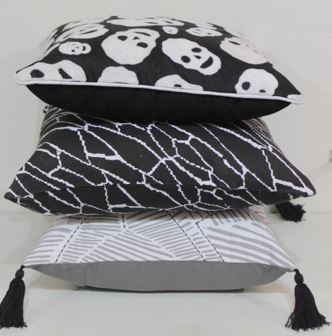 Black & White Foil Printed Cotton Cushion Cover