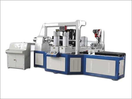 Automatic Paper Tube Cutter - MS, 50-200 mm Inner Diameter, 90-1600 mm Cutting Length, White and Blue | Efficient Energy Consumption, 1 Year Warranty, PLC Control