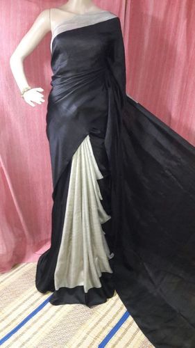 Exclusive Silk Black Block Print Saree