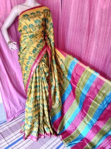 Designer Tassar And Zari Border Tassar Saree