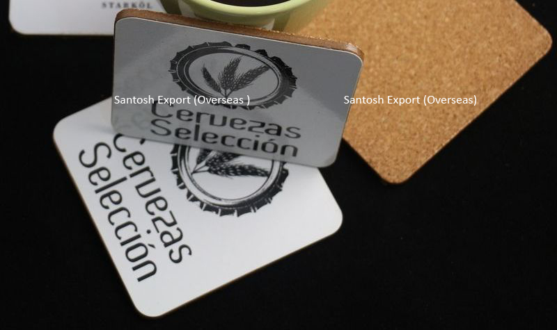 Cork Coaster - Printed Paper + Cardboard / Mdf + Cork, Sizes: 9x9 Cm, 10x19 Cm, 9 Cm Round, Thickness: 3.5mm / 4mm, Modern Style, High Quality 4 Color Printed