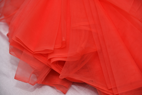 Fancy Net Fabric - Orange Plain Net Material | Lightweight, Quick Dry, Washable for Garment Use