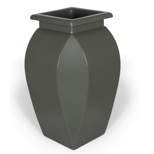 Designer Planter - Fiberglass Reinforced Plastic, 18" x 18" x 24", Gray - UV Resistant, Frost Resistant, 15 lbs Weight, 1" Drainage Hole
