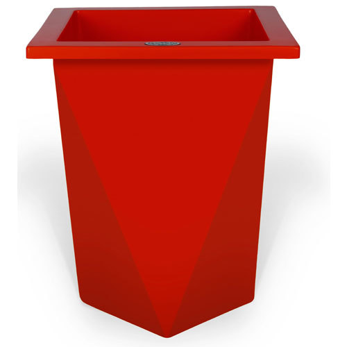 Indoor Planter - Plastic, 12x12x16 Inches , Red Color, Square Shape, 1.5 Gallon Capacity, Includes Drainage Holes, Lightweight at 5 lbs
