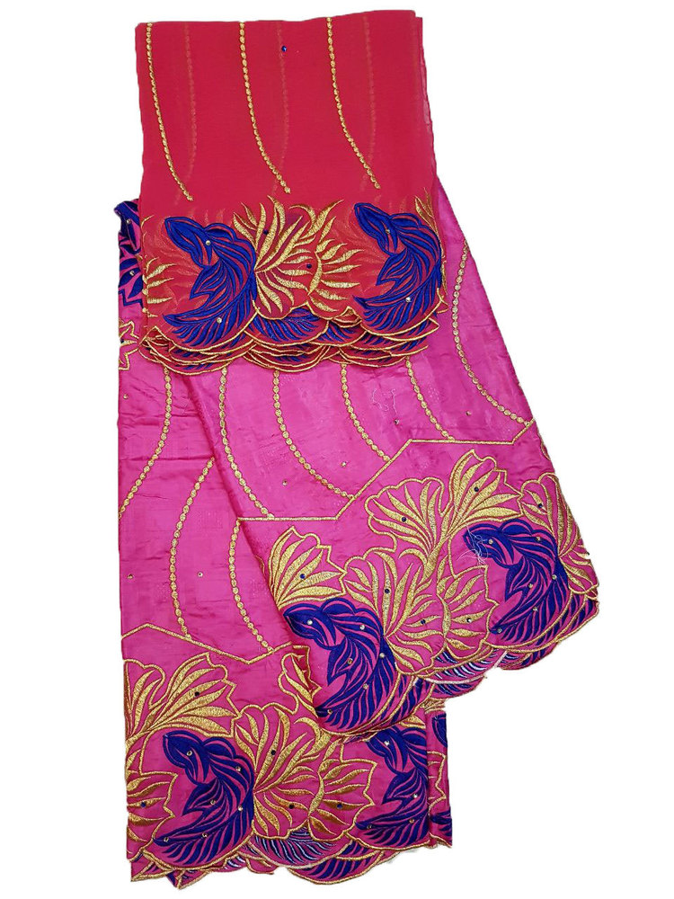 गुलाबी और लाल बाज़िन कढ़ाई