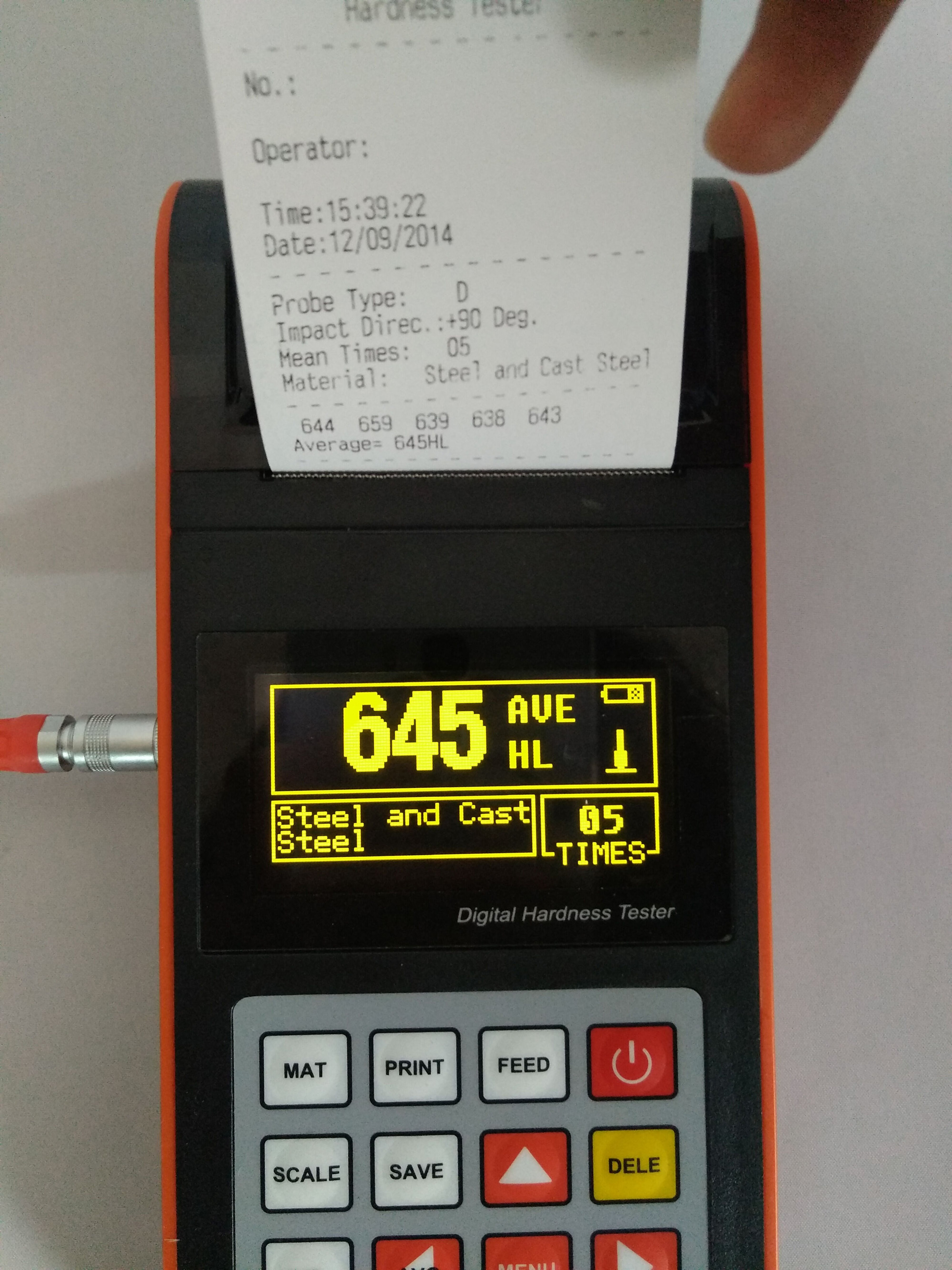 Digital Portable Leeb Hardness Testing Machine - Measuring Range Hld(170-960), Hrc(17.9-69.5) , Built-in Printer, User Calibration Function, Automatic Alarm