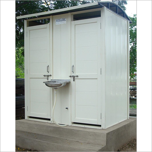 Standard Urinals - Fiber Material, 6' x 4' x 8' Dimensions, White Color | Dual Compartment Design, Low Maintenance, Insulated Walls for Heat Protection, Built-in Wash Basin, Slanted Roof for Rainwater Flow