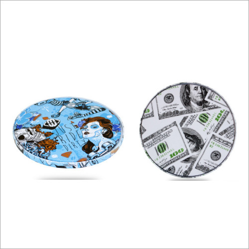 Printed QI Round Standard Wireless Charger - ABS Plastic, 80-100mm, Blue | Qi Standard, Fast Charging, 5W/7.5W/10W Output