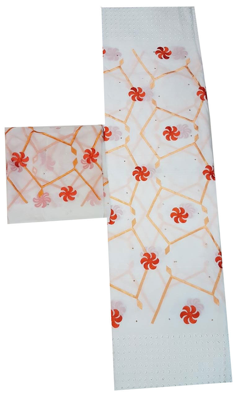 White Brocade Fabric