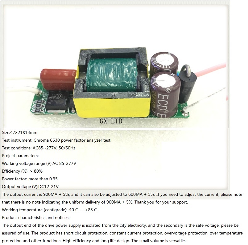 Built-in Led Driver Power Supply 3-6x3w Input Ac 85-277v Output Dc 12v-21v/900maa 5% Base Material: Fr1