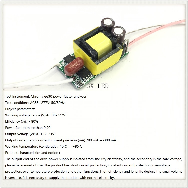 Built-in Led Driver Power Supply 4-7x1w Input Ac 85-277v Output Dc 12v-24v/300maa 5% Base Material: Fr3
