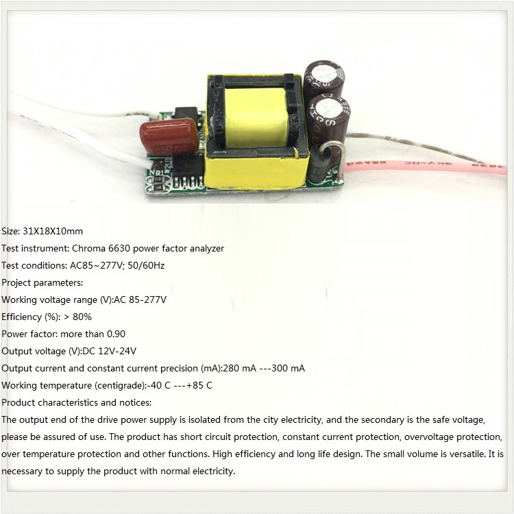 Built-in Led Driver Power Supply 4-7x1w Input Ac 85-277v Output Dc 12v-24v/300maa 5% Base Material: Fr3