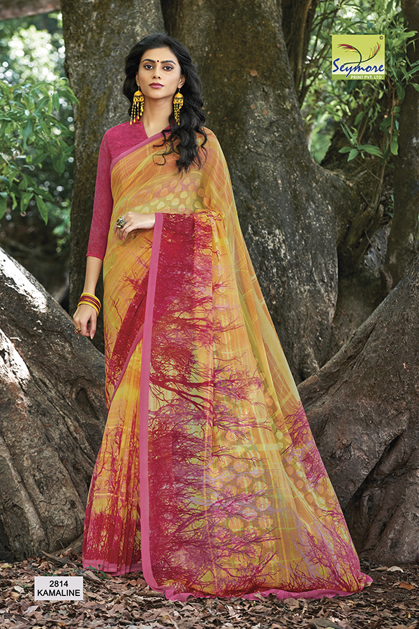 Seymore Designer Georgette Printed Saree - 5.5 Mtrs Length, 0.8 Mtrs Blouse | Multi Color, Washable, Bollywood Style