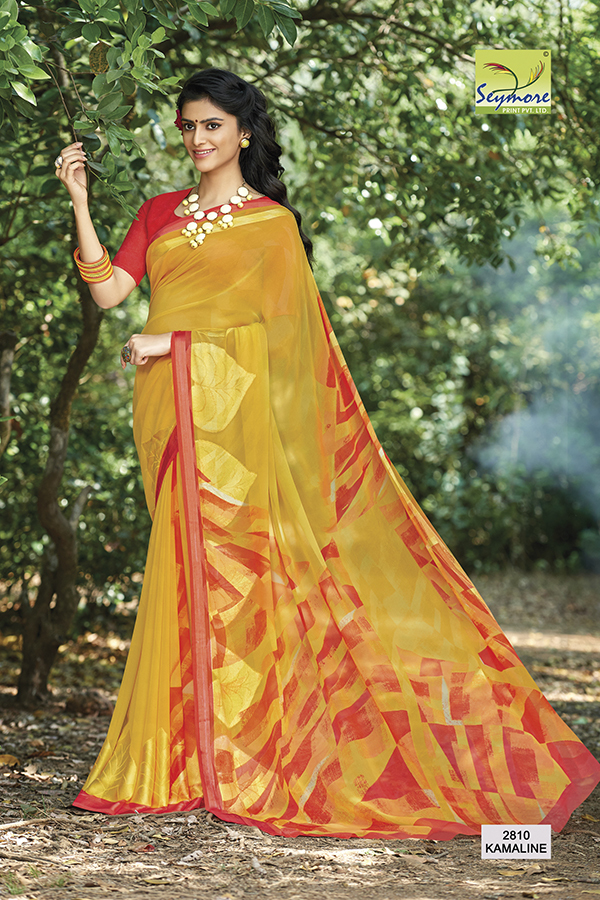 Seymore Designer Georgette Printed Saree - 5.5 Mtrs Length, 0.8 Mtrs Blouse | Multi Color, Washable, Bollywood Style
