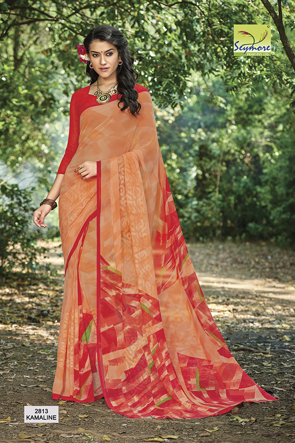 Seymore Designer Georgette Printed Saree - 5.5 Mtrs Length, 0.8 Mtrs Blouse | Multi Color, Washable, Bollywood Style