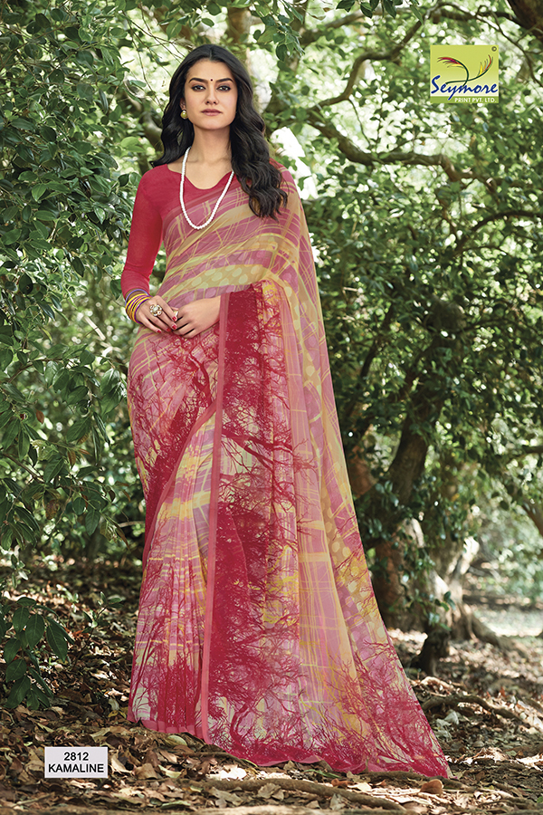 Seymore Designer Georgette Printed Saree - 5.5 Mtrs Length, 0.8 Mtrs Blouse | Multi Color, Washable, Bollywood Style