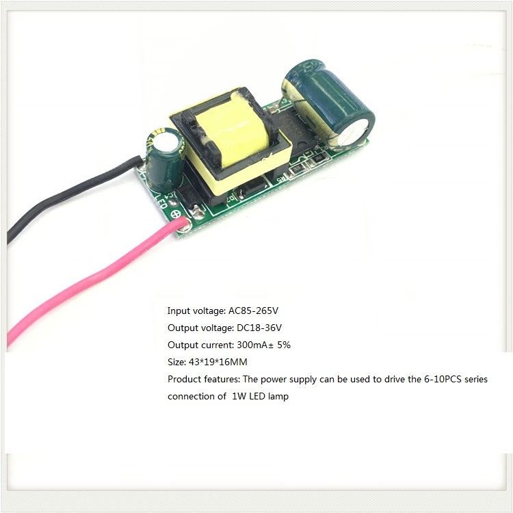 Built-in Led Driver Power Supply 6-10x1w Input Ac85-265v Output Dc18-36v/300maa 5% Base Material: Fr3