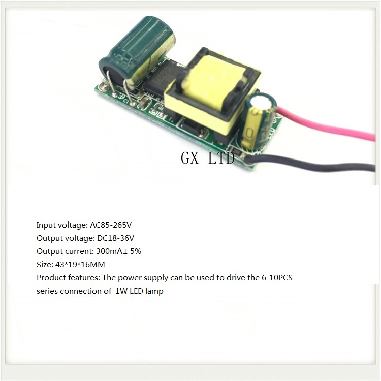 Built-in Led Driver Power Supply 6-10x1w Input Ac85-265v Output Dc18-36v/300maa 5% Base Material: Fr3
