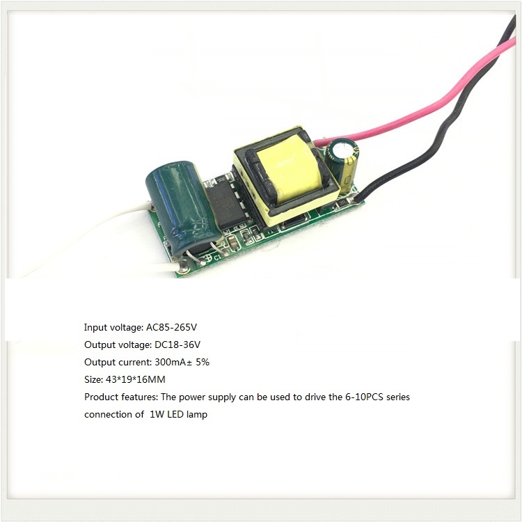 Built-in Led Driver Power Supply 6-10x1w Input Ac85-265v Output Dc18-36v/300maa 5% Base Material: Fr3