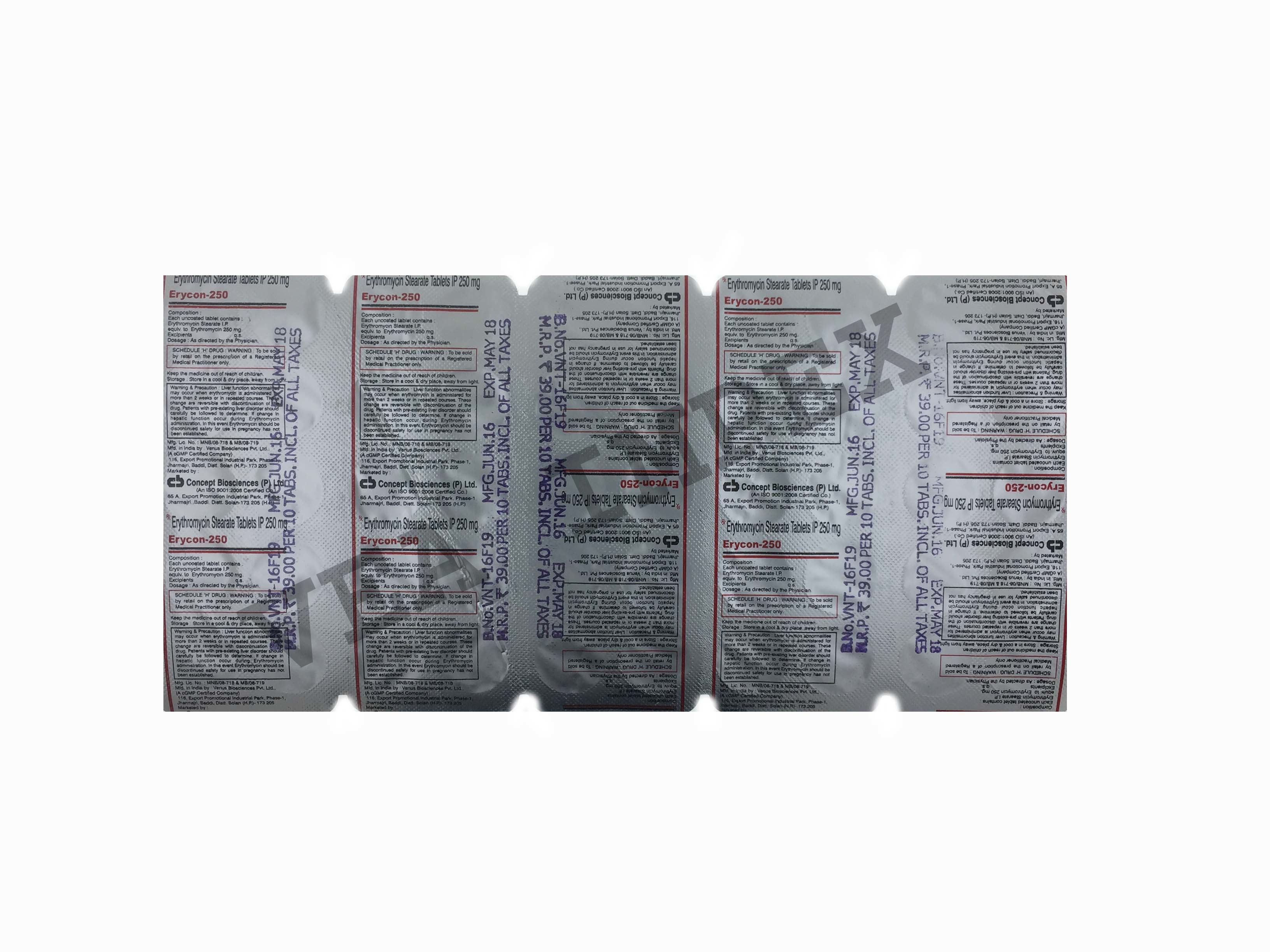 Erycon 250 - Drug Type: General Medicines