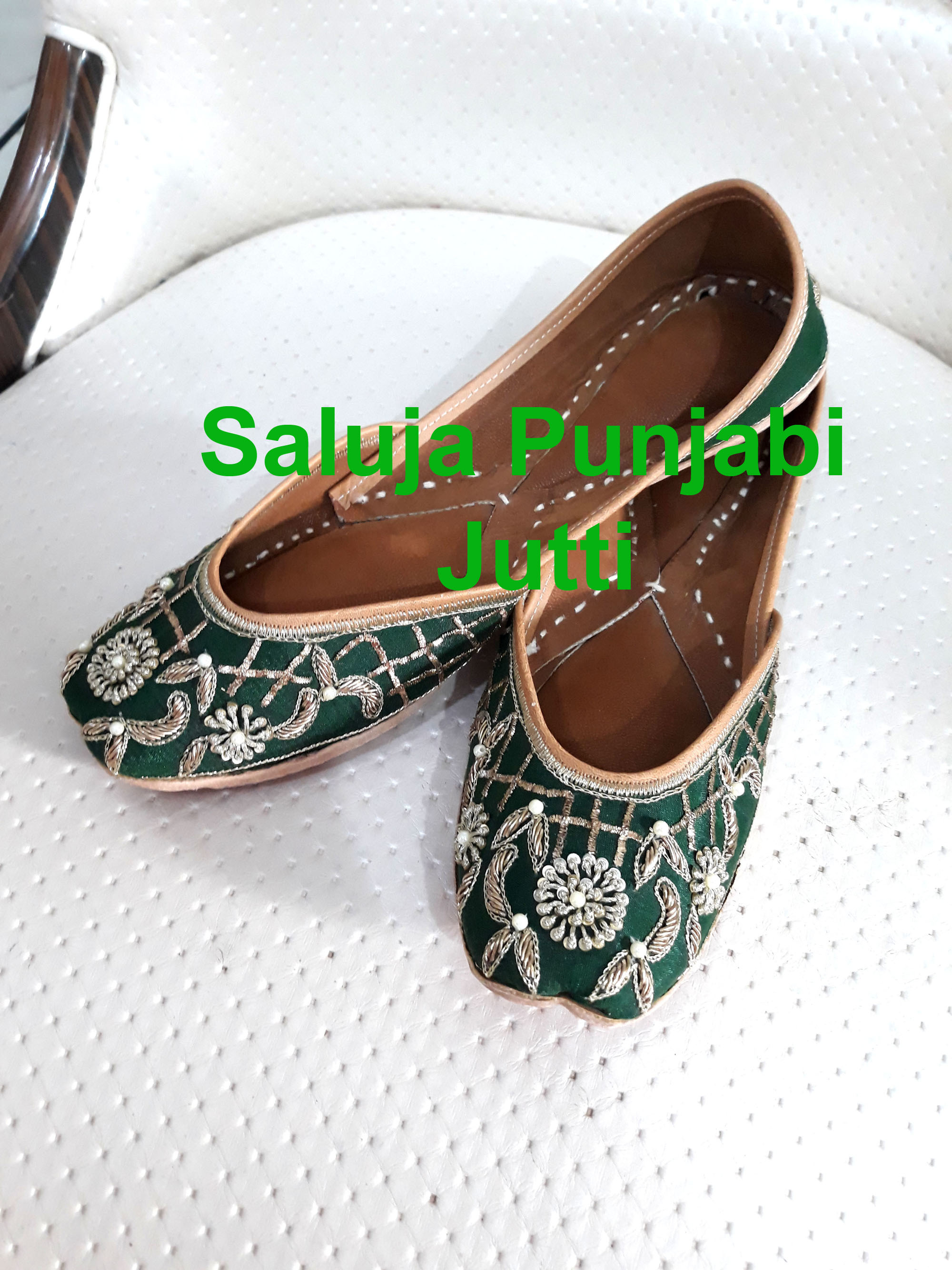 Green Handmade Jutti Heel Size: Flat