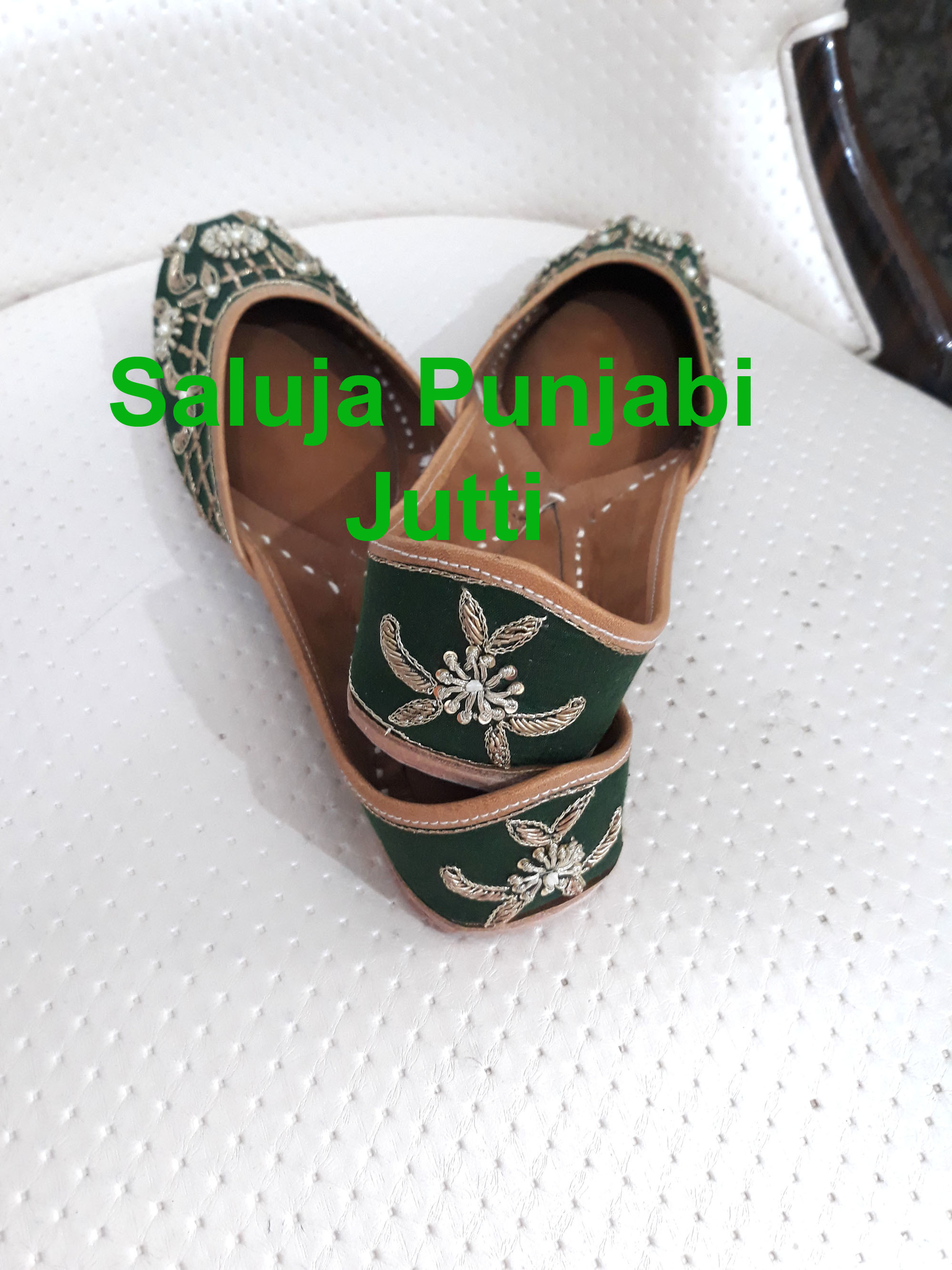 Green Handmade Jutti Heel Size: Flat
