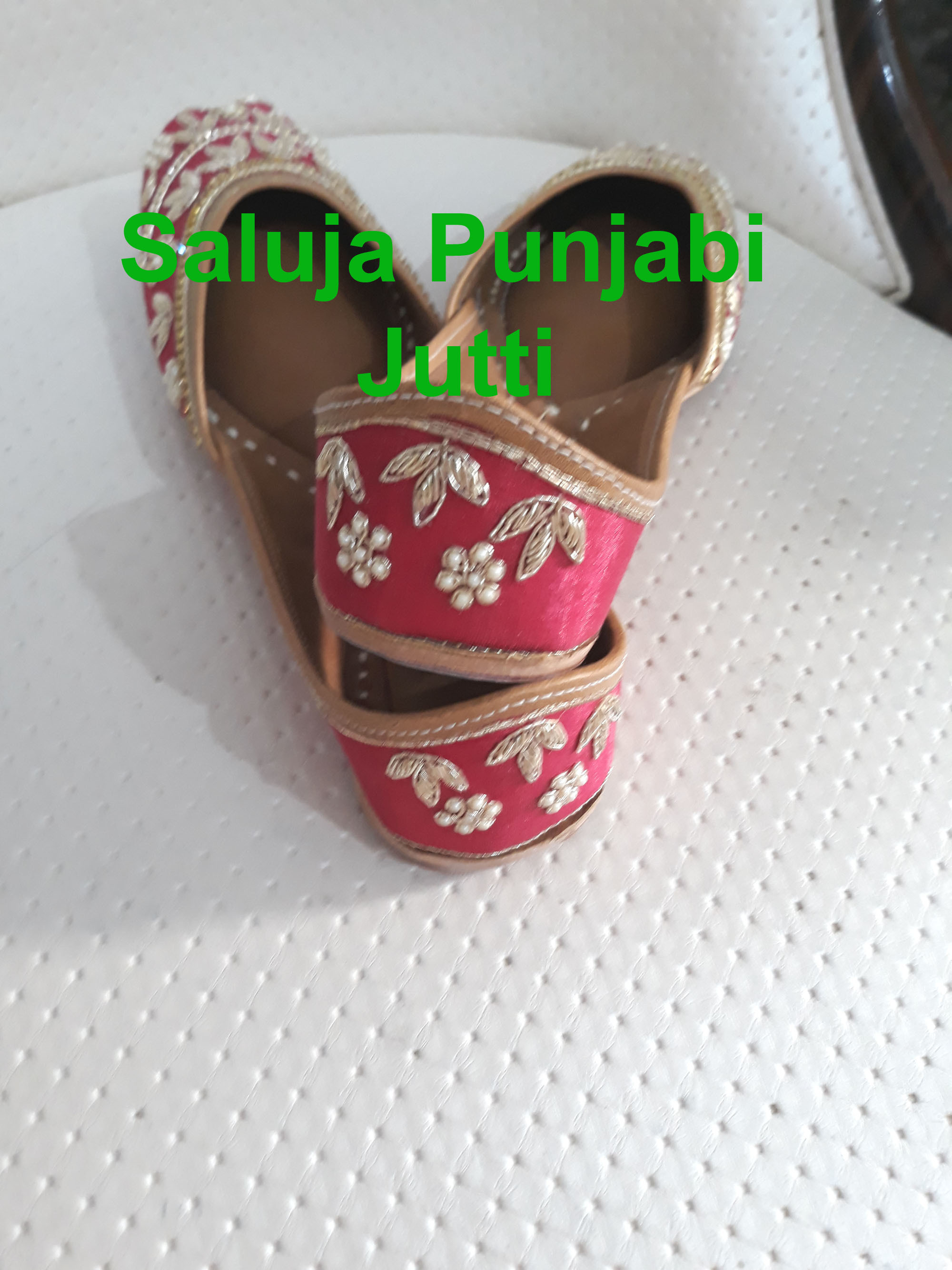 Red Punjabi Jutti Heel Size: Flat