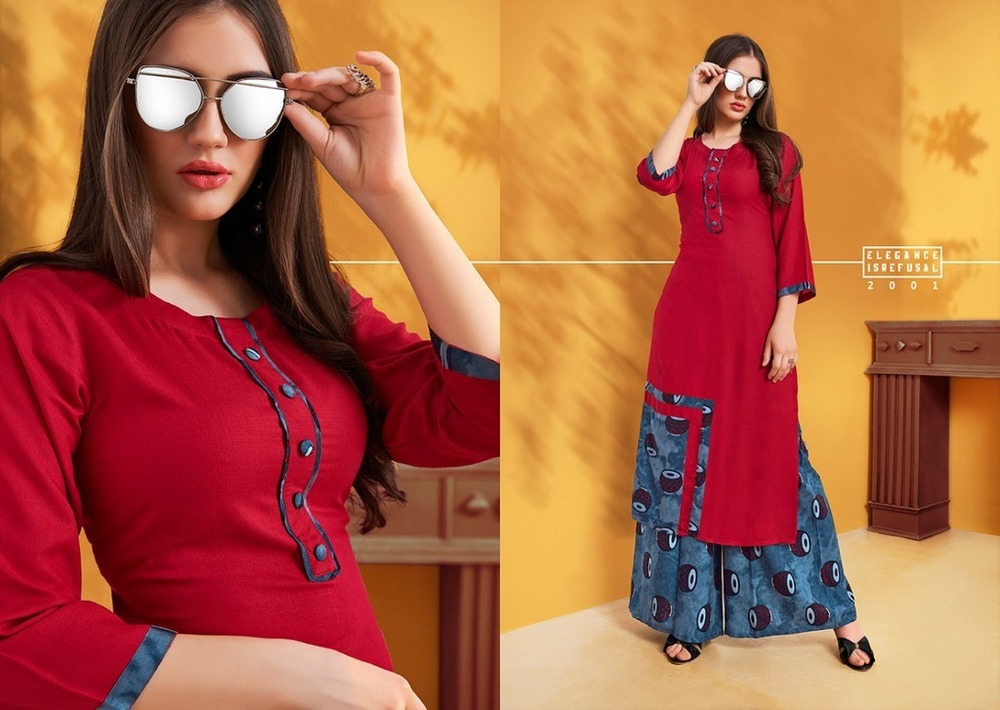 Maroon Designer Ladies Rayon Kurti