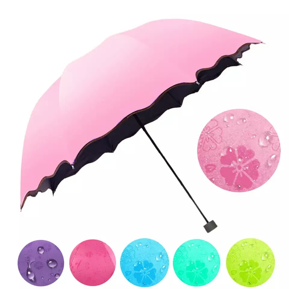 Magic Umbrella - Polyester Material, 24 Cm Size | Uv Protection, Color Changing Effect When Wet, Customizable In All Colors