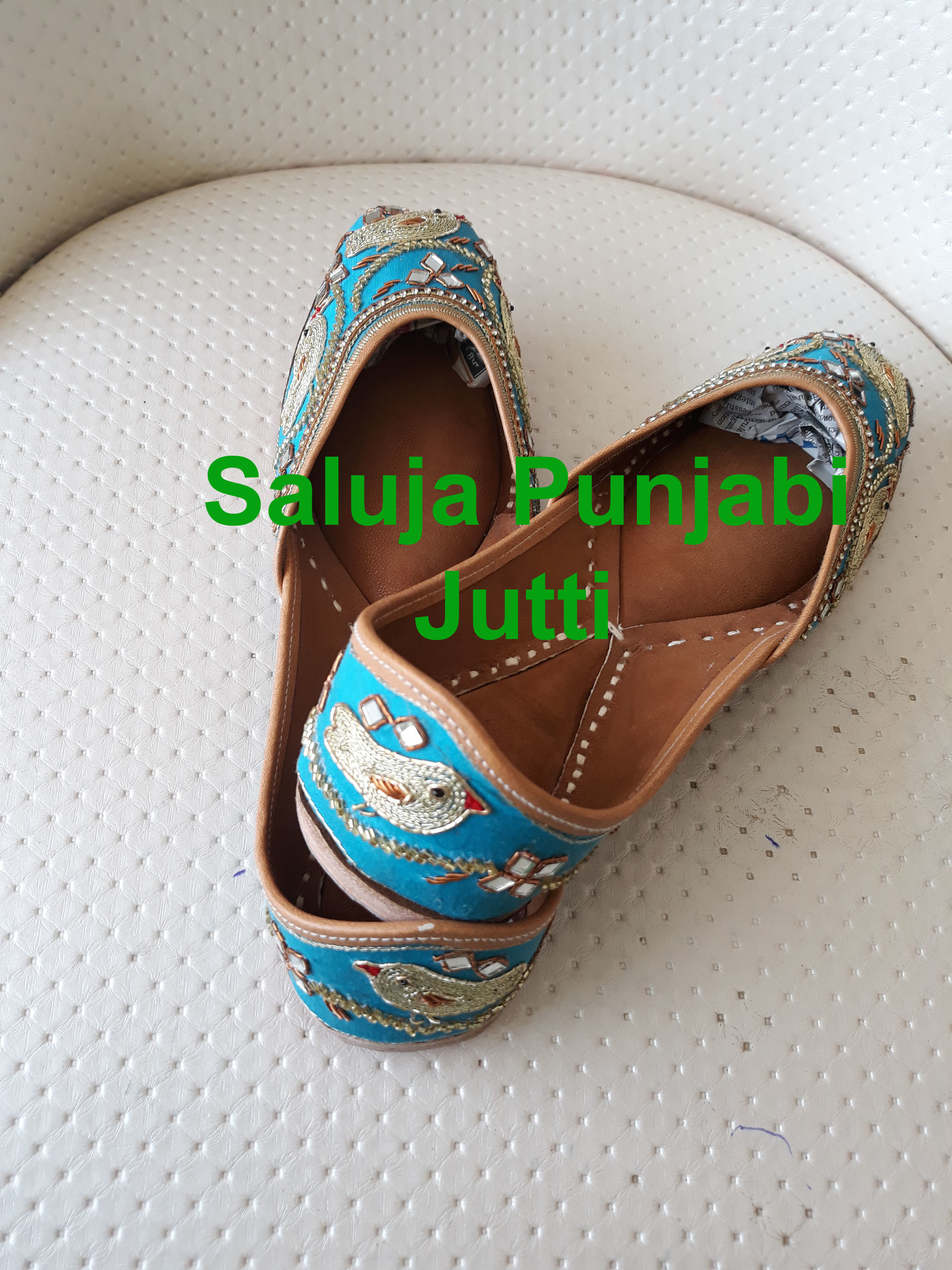 Party Wear Punjabi Jutti Peach Color With Handwork For Woman Heel Size: Flat